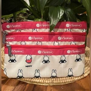 LeSportsac X Dick Bruna Miffy 3 zip cosmetic pouch. New.